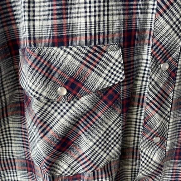 NEW AOS Rodeo shirt men's Large Tall plaid snap button western wear - Picture 3 of 12